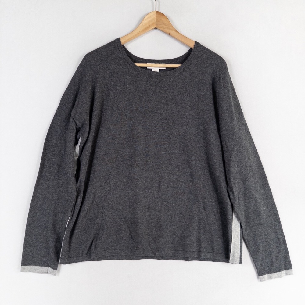 Coldwater Creek Sweater Womens Sz Medium Gray Lightweight Boxy Lagenlook Relaxed